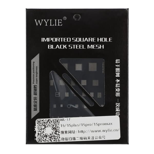 BGA Reballing Stencil kit set For iPhone 15/15 Pro/15 Pro Max/15 Plus Black Steel CPU IC Chip Tin Soldering Net