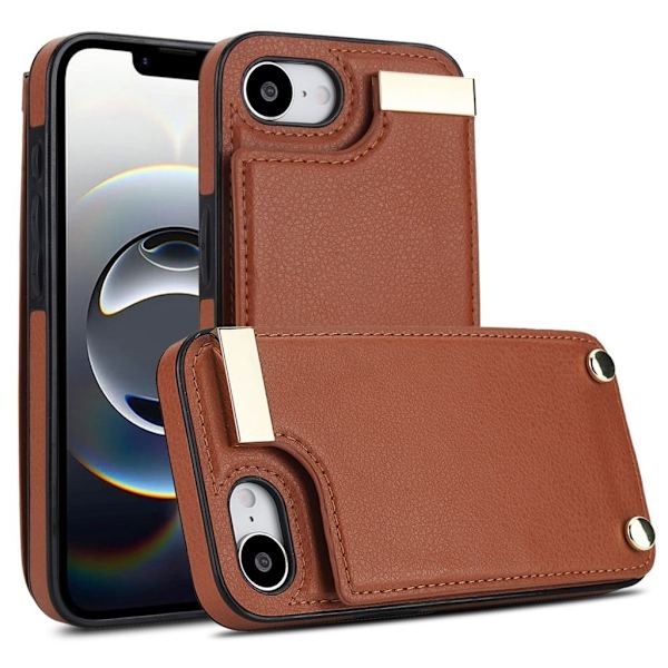 iPhone 17e/16e Case with Card Holder - Brown