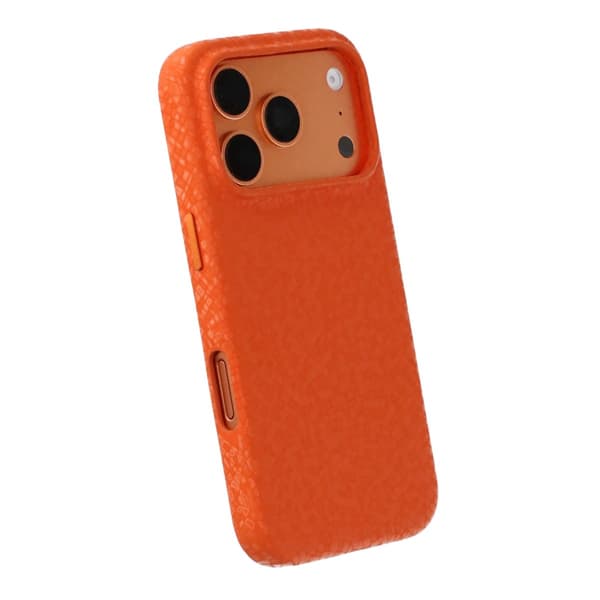 Mobilskal MagSafe i PU-läder med kristallstruktur för iPhone 17 Pro och 18 Pro - Orange