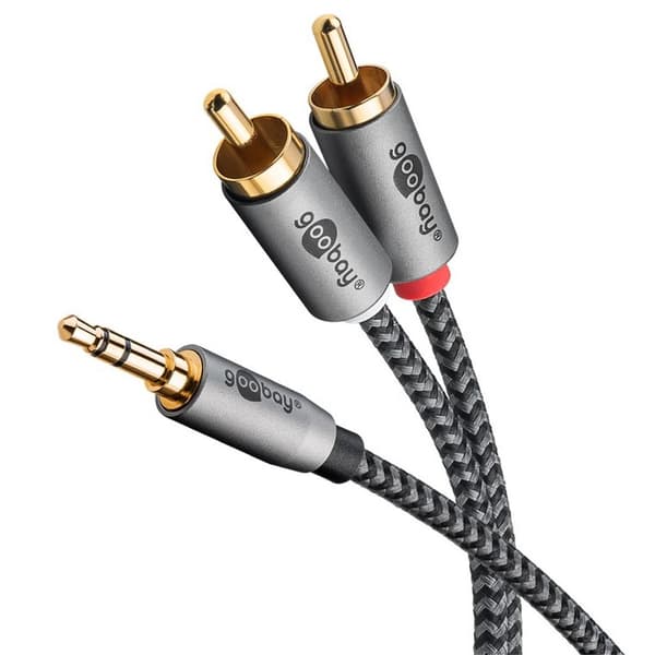 Goobay Audio Adapter Cable AUX, 3.5mm Jack to Stereo RCA Plug, 3m