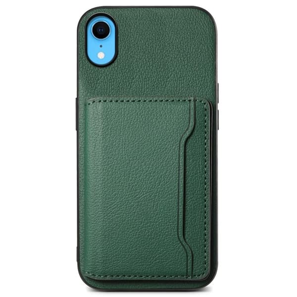 iPhone XR Case Kickstand Card Holder PU Leather – Green