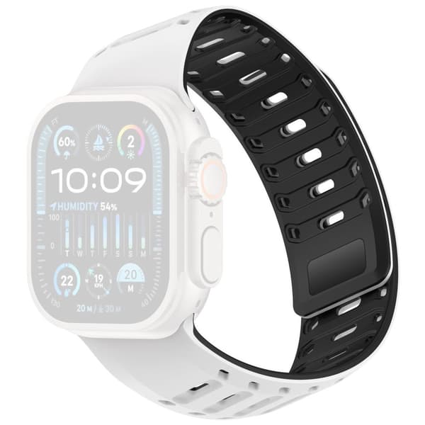 Apple Watch 49/46/44/42mm Silicone Watch Strap Magnetic Closure - White/Black