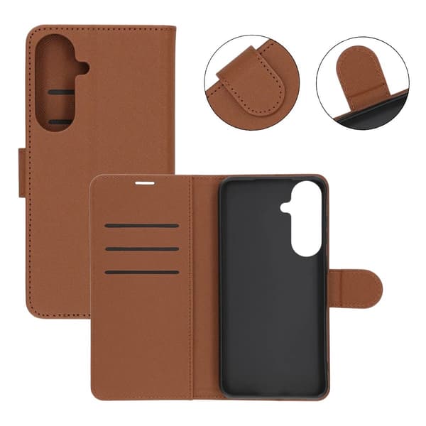 Flip Stand Leather Wallet Case For Samsung S26 FE Brown