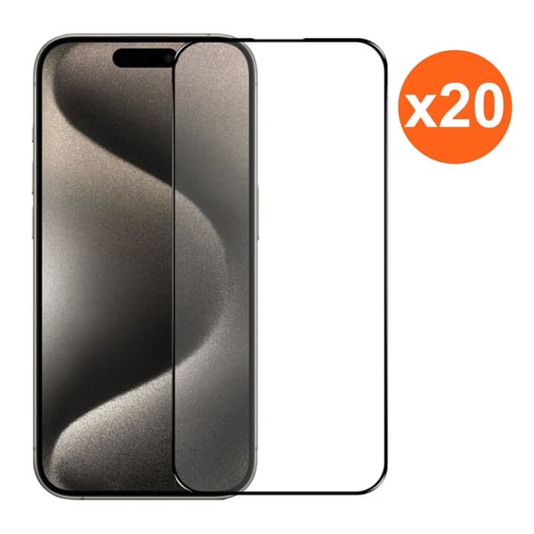 Screen Protector for iPhone 15 Pro Max-3D Tempered Glass Black RV no frame 20 pcs bulk