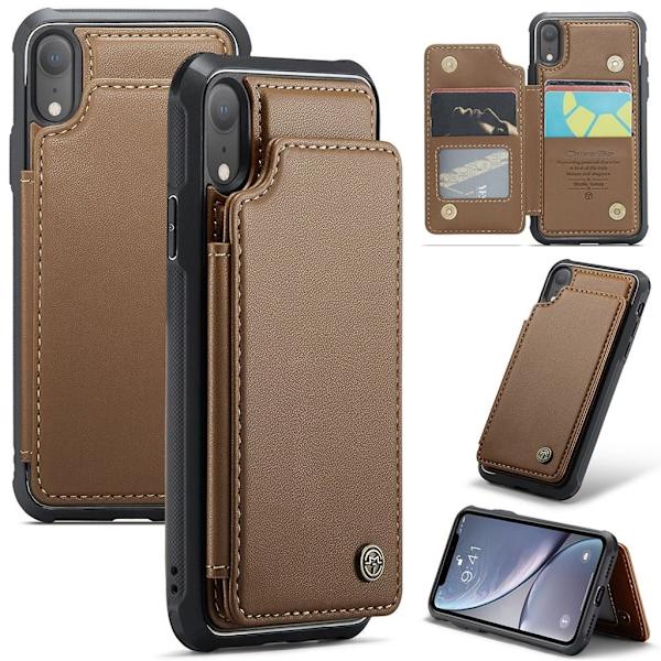 CASEME C22 Wallet Case for iPhone XR RFID Blocking – Brown