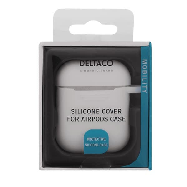 Deltaco Silikonfodral för Apple AirPods - Vit Svart