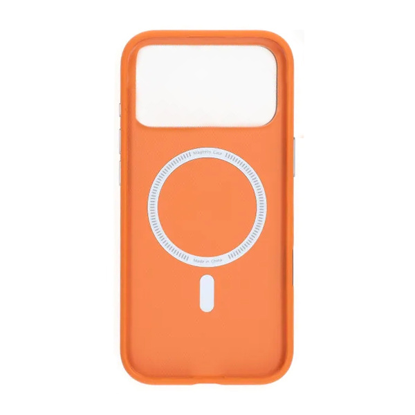 Mobile Case for iPhone 17 Pro Max - Camera Protection Orange PU Leather