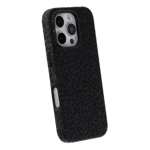 Crystal Grain Full Wrap Magnetic PU Leather Case For iPhone 16 Pro Black
