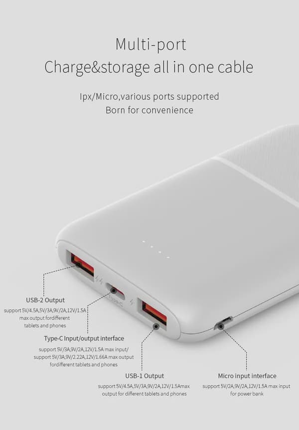 SiGN Ultratunn Powerbank 5000mAh - Vit