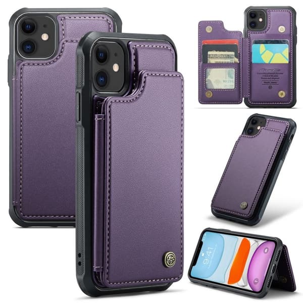 CASEME iPhone 11 Case with 5 Card slots - Purple