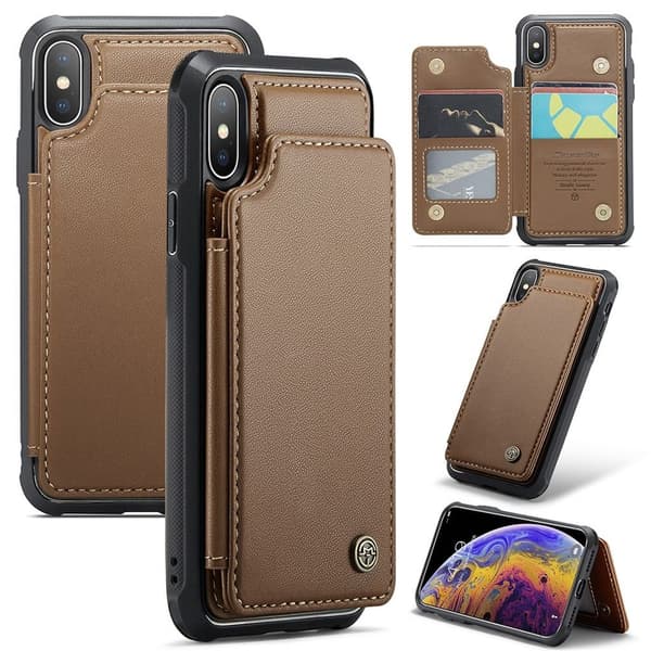 CASEME C22 Case for iPhone XS Max with RFID Blocking Card Slots – Brown