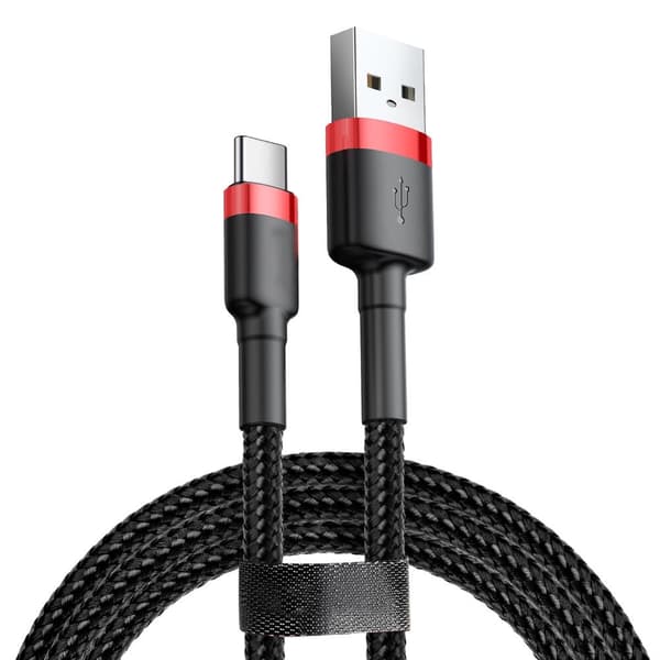 SiGN Cafule USB-C-kabel 2A, 2 m - Röd/Svart
