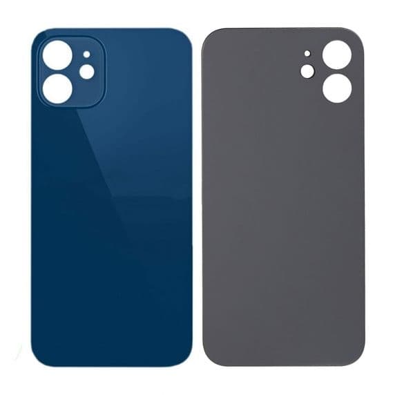 iPhone 12 Mini Baksida Glas med Självhäftande tejp - Blå Svart