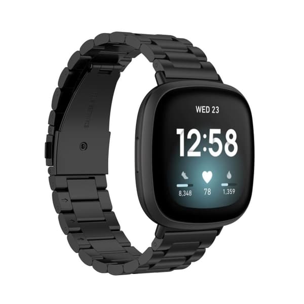 Fitbit Versa 4/Versa 3/Versa 2/Versa Watch Band Stainless Steel – Black