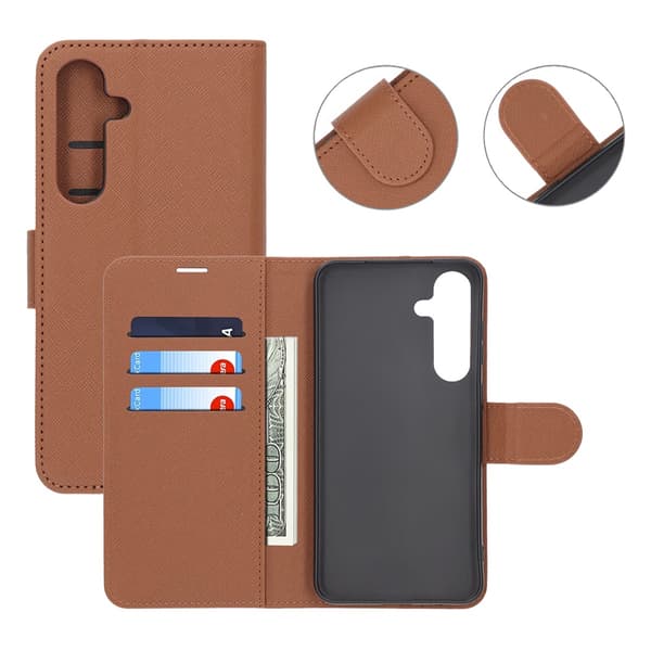 Samsung Galaxy S25 Plus Wallet Case with Stand - Brown