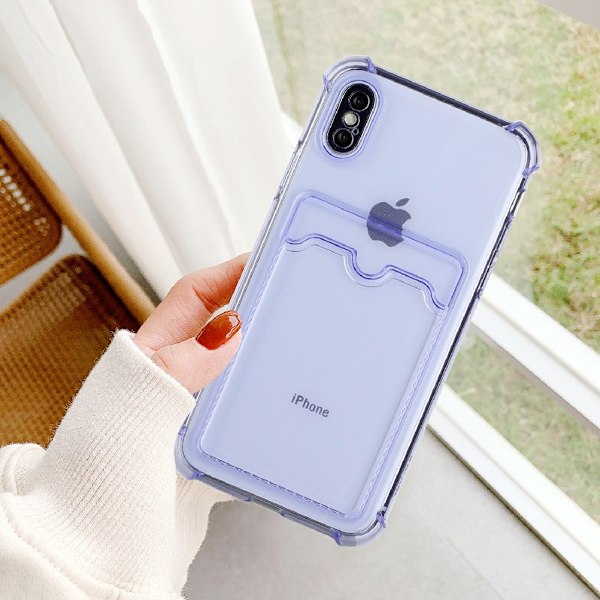 iPhone X/XS Stöttåligt Skal med Korthållare - Lila
