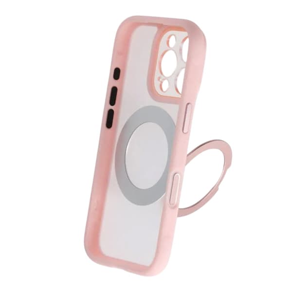 Clear Glow 360°Rotating MagSafe Stand Case For iPhone 16 Pro Max Pink