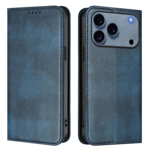 iPhone 18 Pro/17 Pro Wallet Cover PU-leather RFID Blocking  - Blue