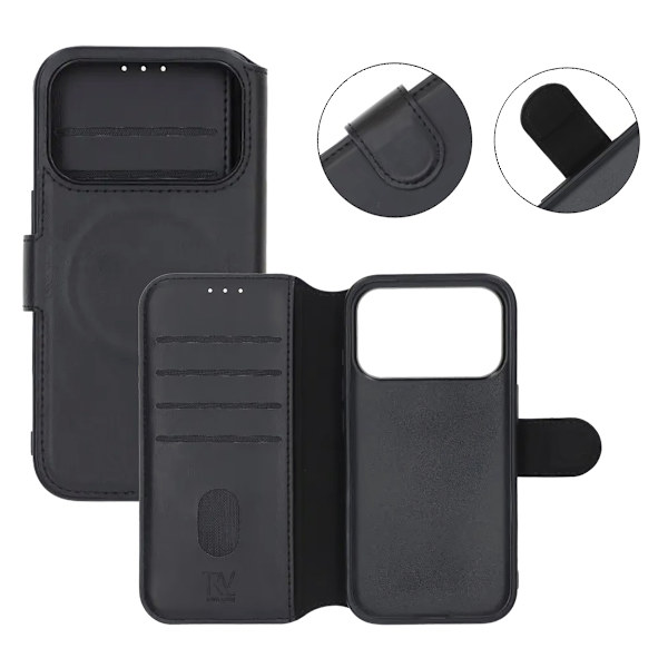 Rvelon Plånboksfodral för iPhone 17 Pro - Svart