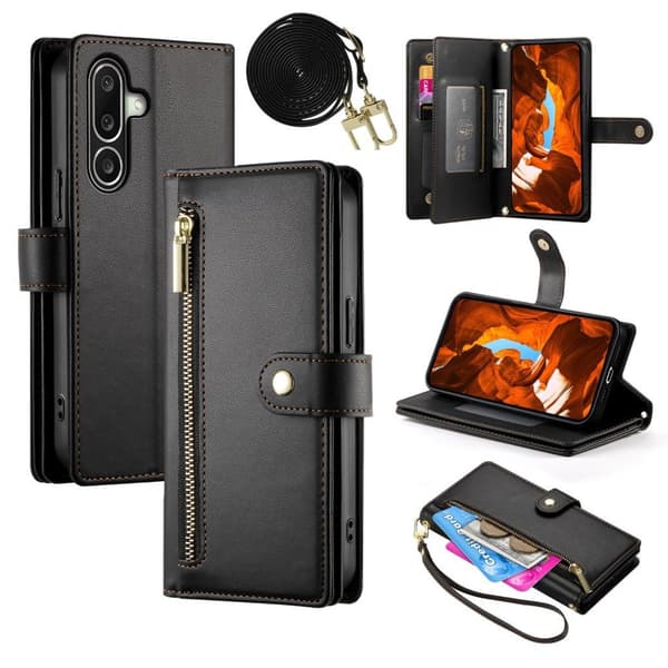 Samsung Galaxy A27 5G Wallet Cover with shoulder strap - Black