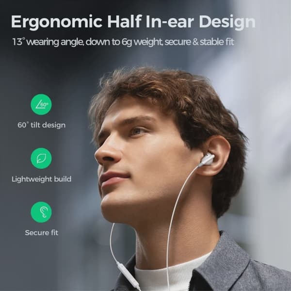 SiGN Wired Series Half In-Ear Hörlurar - Vit Svart