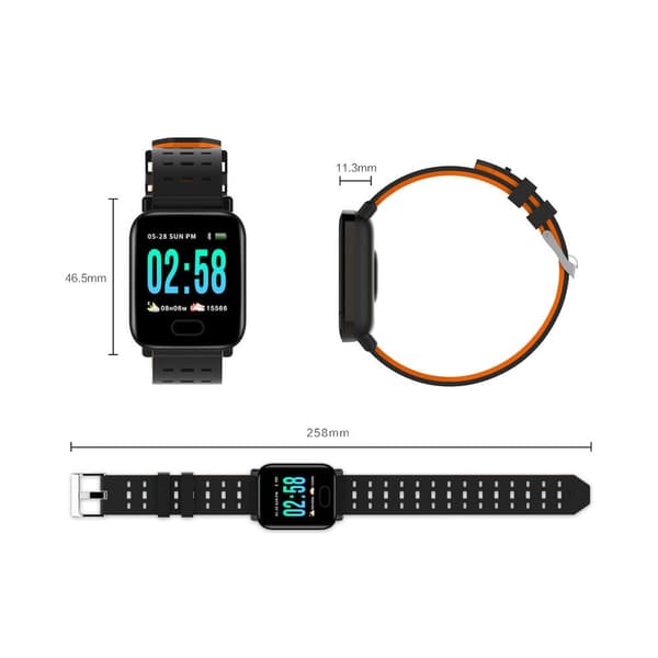 A6 Smartwatch för Träning & Hälsa - Svart