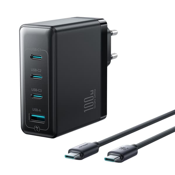 Joyroom 100W GaN Multiport Fast Charger with USB-C Cable 240W, 2m – Black