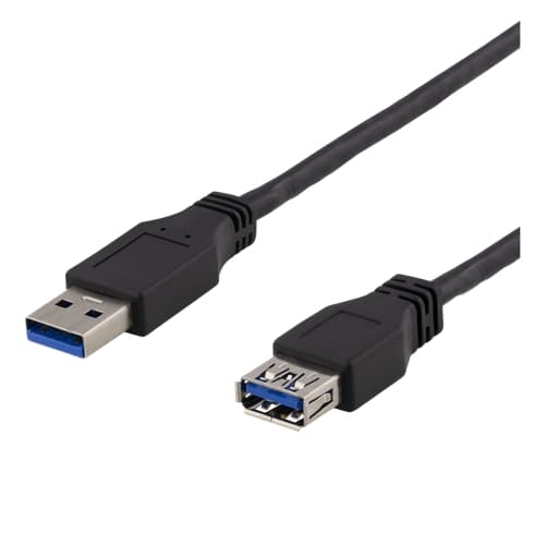 Deltaco USB 3.1 Gen1 Extension cable, male - female 3m - Black