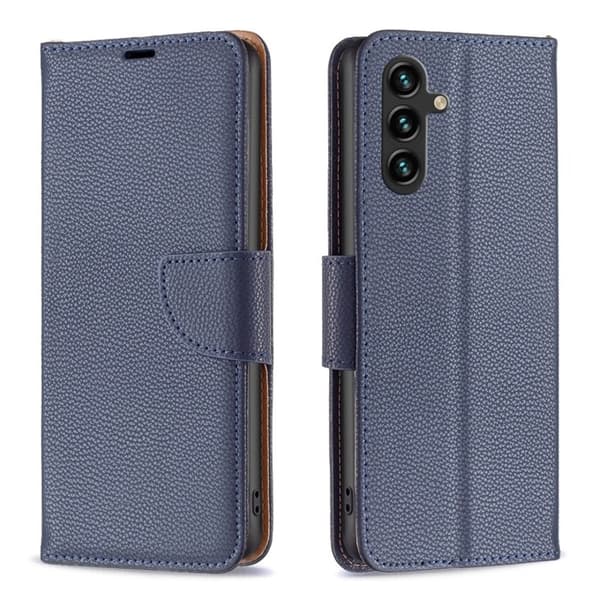 Samsung Galaxy A35 5G Wallet Cover Litchi PU-leather - Dark Blue
