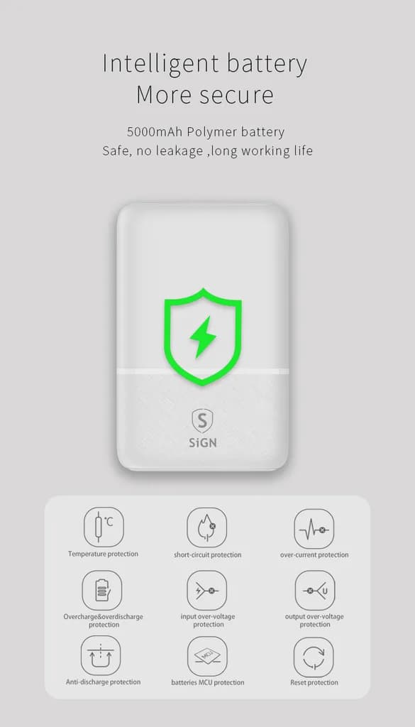 SiGN Ultratunn Powerbank 5000mAh - Vit