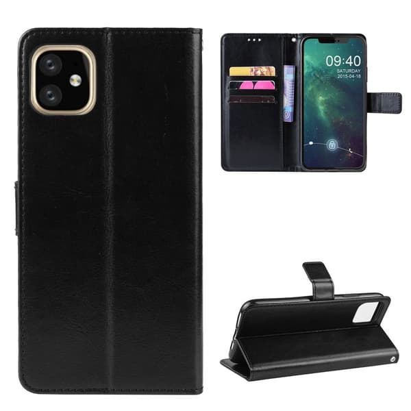 Crazy Horse Wallet Cover for iPhone 12 Mini - Black