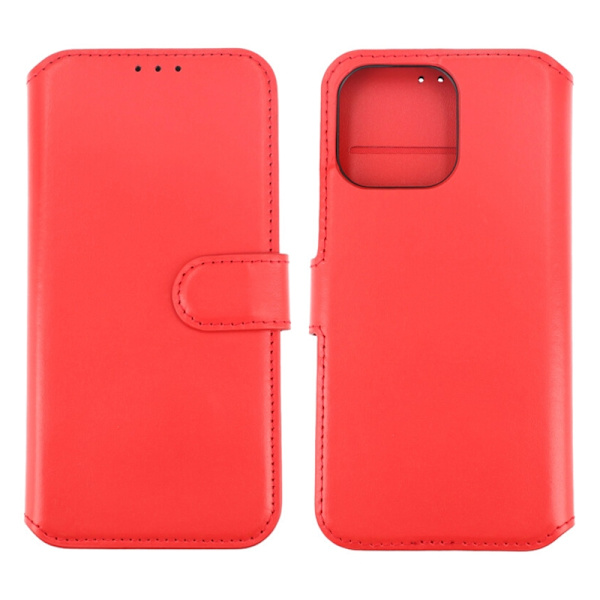iPhone 15 Pro Max Plånboksfodral Läder Rvelon - Röd