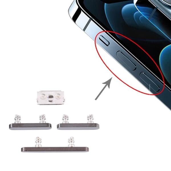 Original iPhone 12 Pro Max Sidoknappar - Grå Svart