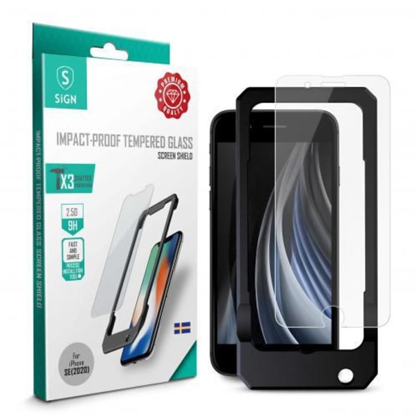 SiGN Heltäckande Skärmskydd i Härdat Glas för iPhone SE 2020 +