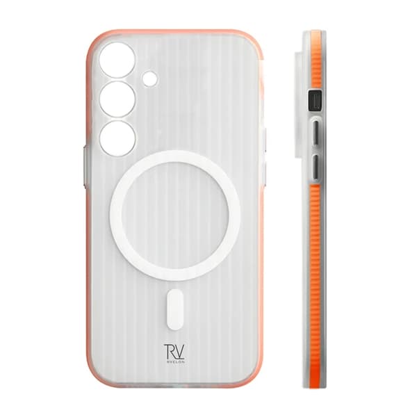 Samsung Galaxy S24 Mobile Case Corrugated with Magnet Rvelon - Orange