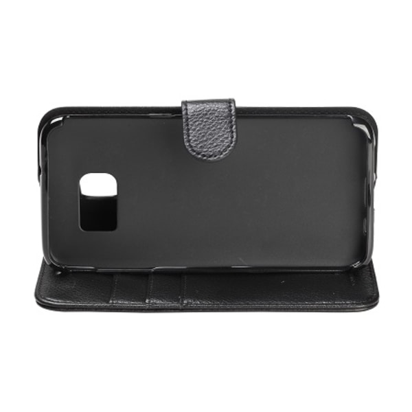 Samsung S7 Edge Plånboksfodral Läder med Stativ - Svart