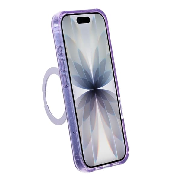 Magic Crystal Airbag Shockproof Magnetic Case with 360° Rotating Stand For iPhone 17 Light Purple
