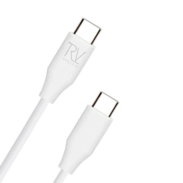 Rvelon Charging Cable USB C to USB C Silicone 60W - 1M White