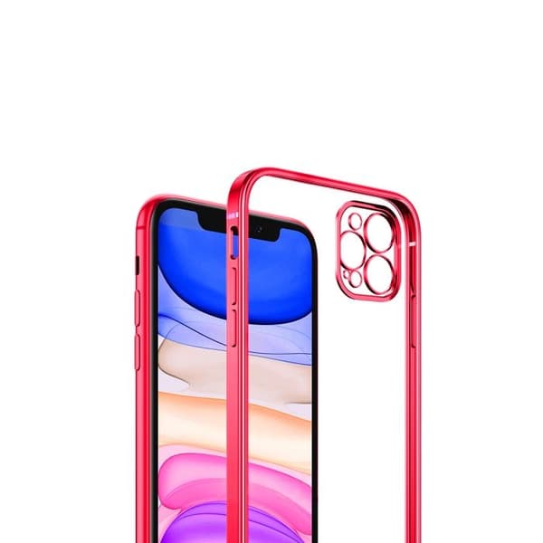 iPhone 12/12 Pro Tunn Transparent Ram Skal Hög kvalité - Röd Svart