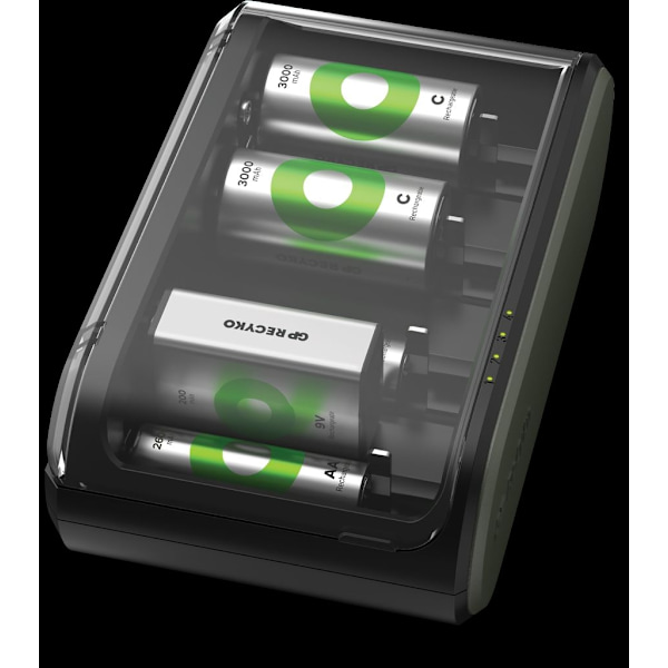 Battery charger universal GP. For AA / AAA / 9V / C / D (USB)
