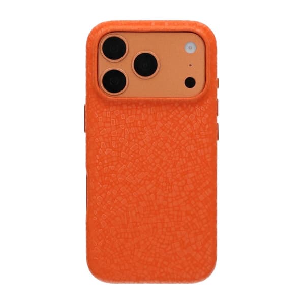 Mobilskal MagSafe i PU-läder med kristallstruktur för iPhone 17 Pro och 18 Pro - Orange