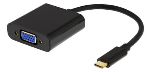 Deltaco USB-C to VGA Adapter with Audio, USB 3.1 - Black