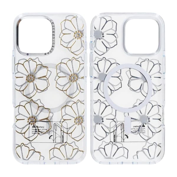 Case Magsafe for iPhone 16 Pro Max - Transparent with flowers