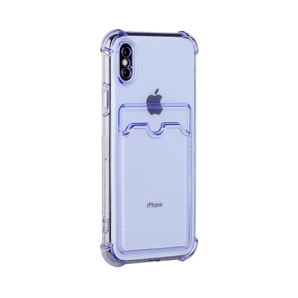 iPhone X/XS Stöttåligt Skal med Korthållare - Lila