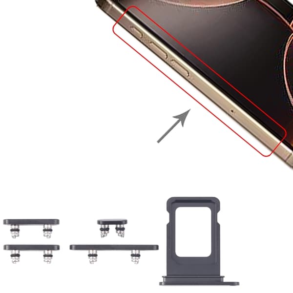 Buttons and SIM Card Holder for iPhone 15 Pro and 15 Pro Max - Black