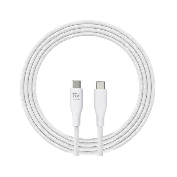 Rvelon USB-C Braided Charging Cable 60W Fast Charging 2m - White