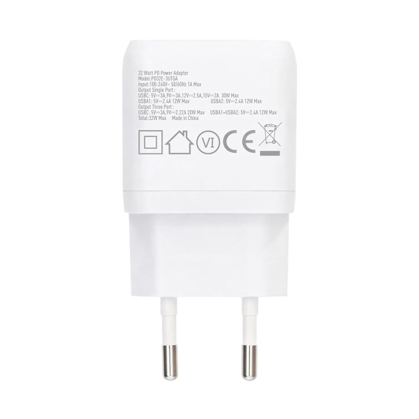 Rvelon 32W 2C1A EU POWER ADAPTER WHITE