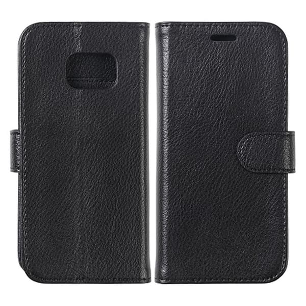 Samsung S7 Edge Wallet Case Leather with Stand - Black