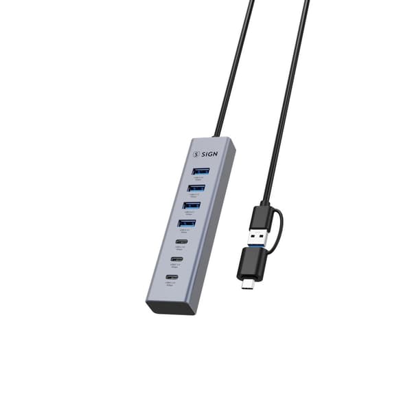 SiGN 7-in-1 USB hub 4x USB-A / 3x USB-C, 1.2 m