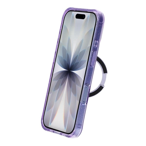 Magic Crystal Airbag Shockproof Magnetic Case with 360° Rotating Stand For iPhone 17 Light Purple